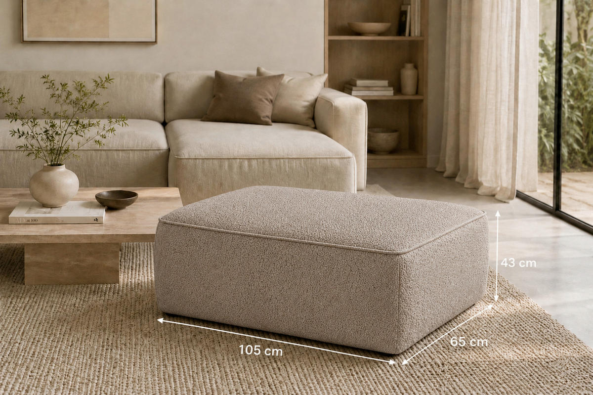 HOCKER in Textil, Holzwerkstoff Taupe  - Taupe/Schwarz, KONVENTIONELL, Holzwerkstoff/Kunststoff (105/43/65cm) - Livetastic