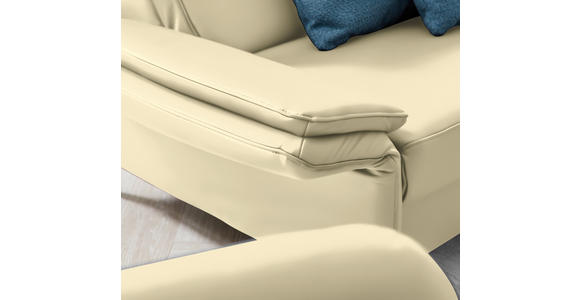 2,5-SITZER in Leder Creme - Creme/Schwarz, Design, Leder/Metall (164/84/99cm) - Dieter Knoll