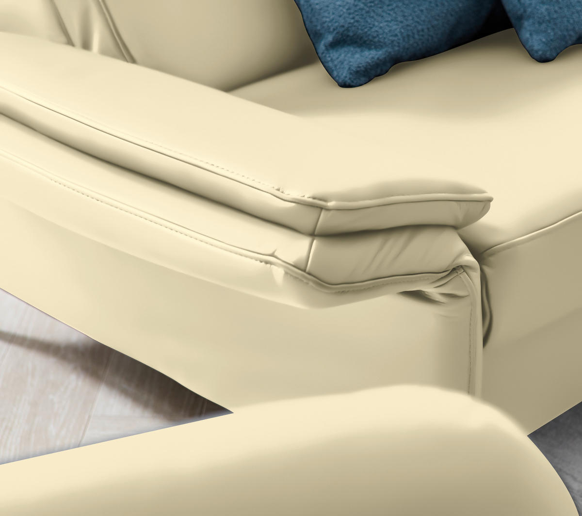 2,5-SITZER in Echtleder Creme  - Creme/Schwarz, Design, Leder/Metall (164/84/99cm) - Dieter Knoll