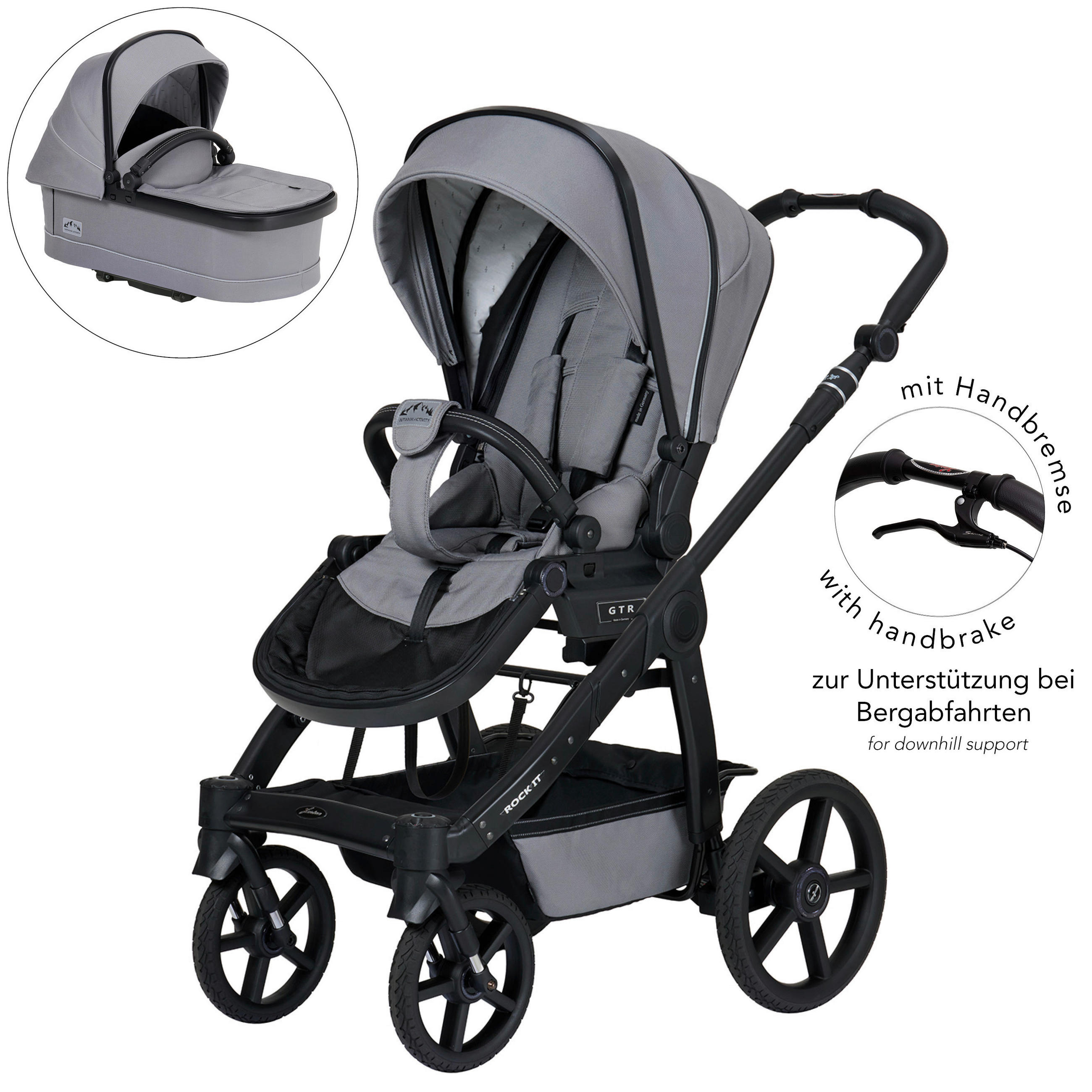 KINDERWAGENSET ROCK IT HB Outdoor - Schwarz/Grau, Basics, Textil/Metall (102/58/120cm) - Hartan