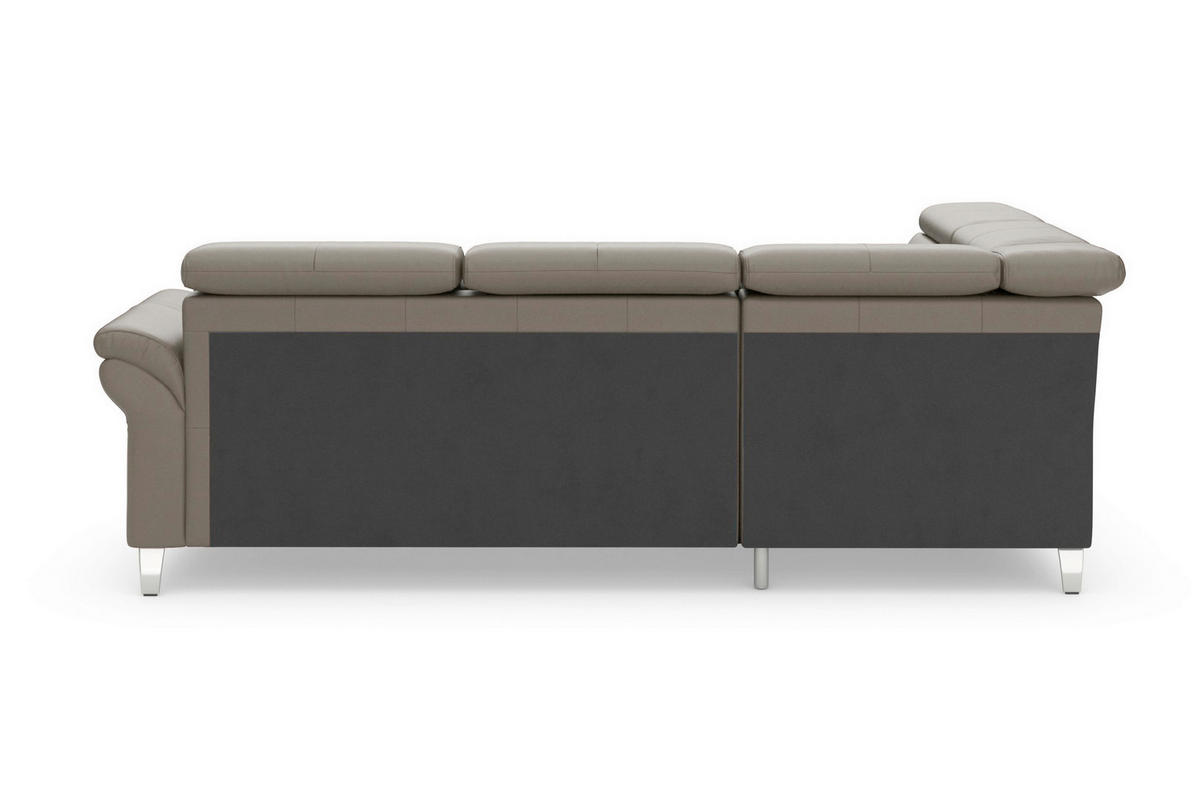 ECKSOFA 194/245 cm ARNGAST E in Echtleder Grau Kopfteilverstellung  194/245 cm  - Chromfarben/Grau, Basics, Leder/Textil (194/245cm) - Sit & More