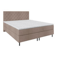 BOXSPRINGBETT 180/200 cm,  in Hellbraun, Matratze, Topper, H2 + H2 = mittel  - Hellbraun/Schwarz, KONVENTIONELL, Textil/Metall (180/200cm) - Chameo