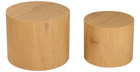 BEISTELLTISCHSET rund Eichefarben - Eichefarben, Design, Holzwerkstoff (38-48/38-48/32-38cm) - Carryhome
