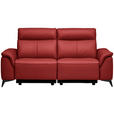 3-SITZER-SOFA  in Echtleder Rot   - Rot/Schwarz, Design, Leder/Metall (207/107/98cm) - Belluti
