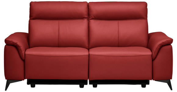 3-SITZER-SOFA  in Echtleder Rot   - Rot/Schwarz, Design, Leder/Metall (207/107/98cm) - Belluti