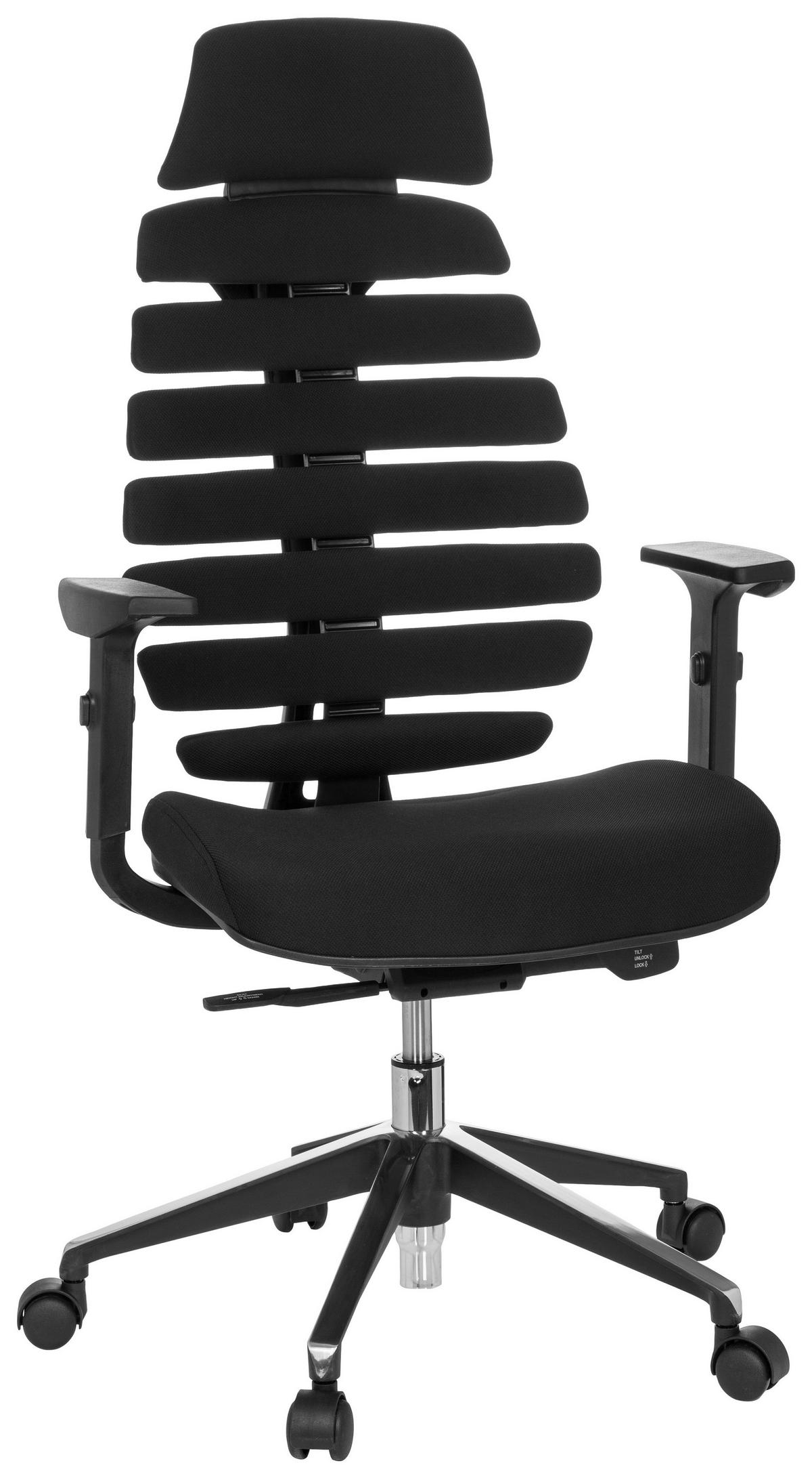 OTOČNÁ ŽIDLE, plochá tkanina, černá - černá/barvy hliníku, Moderní, kov/textil (65/131/53cm) - MID.YOU