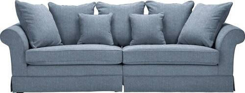 BIGSOFA Flachgewebe Blau  - Blau/Dunkelbraun, Trend, Holz/Textil (264/70/111cm) - Carryhome
