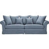 BIGSOFA in Flachgewebe Blau  - Blau/Dunkelbraun, Trend, Holz/Textil (264/70/111cm) - MID.YOU