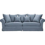 BIGSOFA Flachgewebe Blau  - Blau/Dunkelbraun, Trend, Holz/Textil (264/70/111cm) - Carryhome