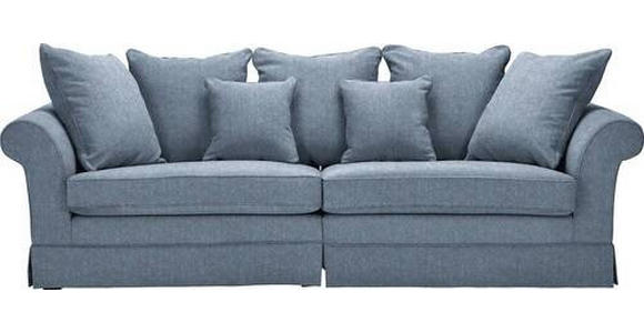 BIGSOFA Flachgewebe Blau  - Blau/Dunkelbraun, Trend, Holz/Textil (264/70/111cm) - Carryhome