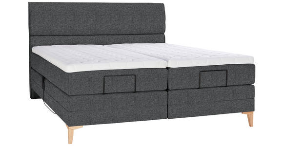 BOXSPRINGBETT 180/200 cm in Anthrazit - Eichefarben/Anthrazit, KONVENTIONELL, Holz/Textil (180/200cm) - Voleo
