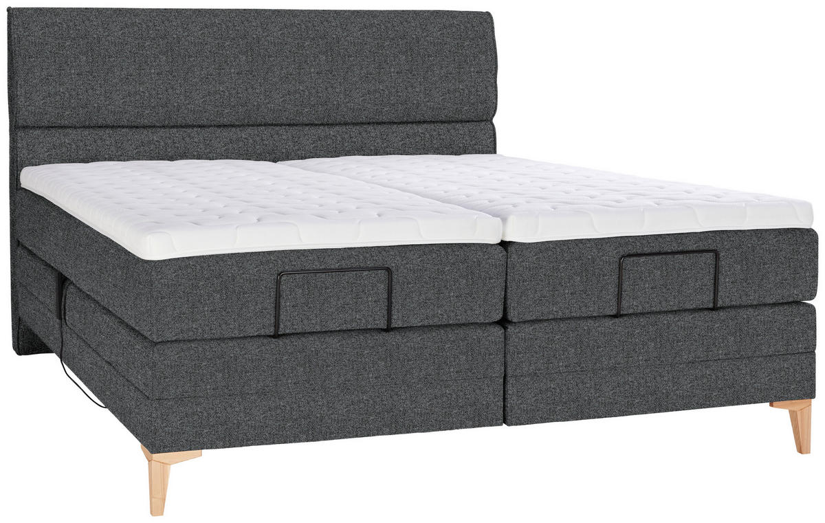 BOXSPRINGBETT 200/200 cm  in Anthrazit  - Eichefarben/Anthrazit, Konventionell, Holz/Textil (200/200cm) - Voleo