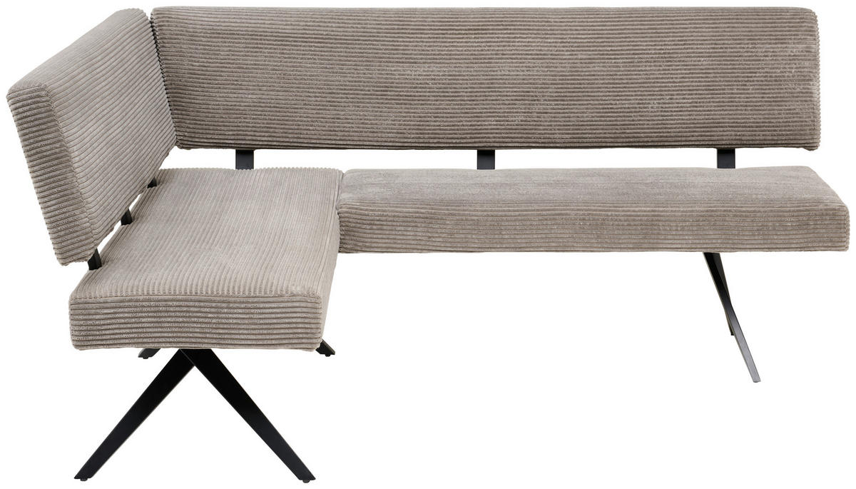 ECKBANK 150/190 cm Cord Grau   - Schwarz/Grau, KONVENTIONELL, Textil/Metall (150/190cm) - MID.YOU
