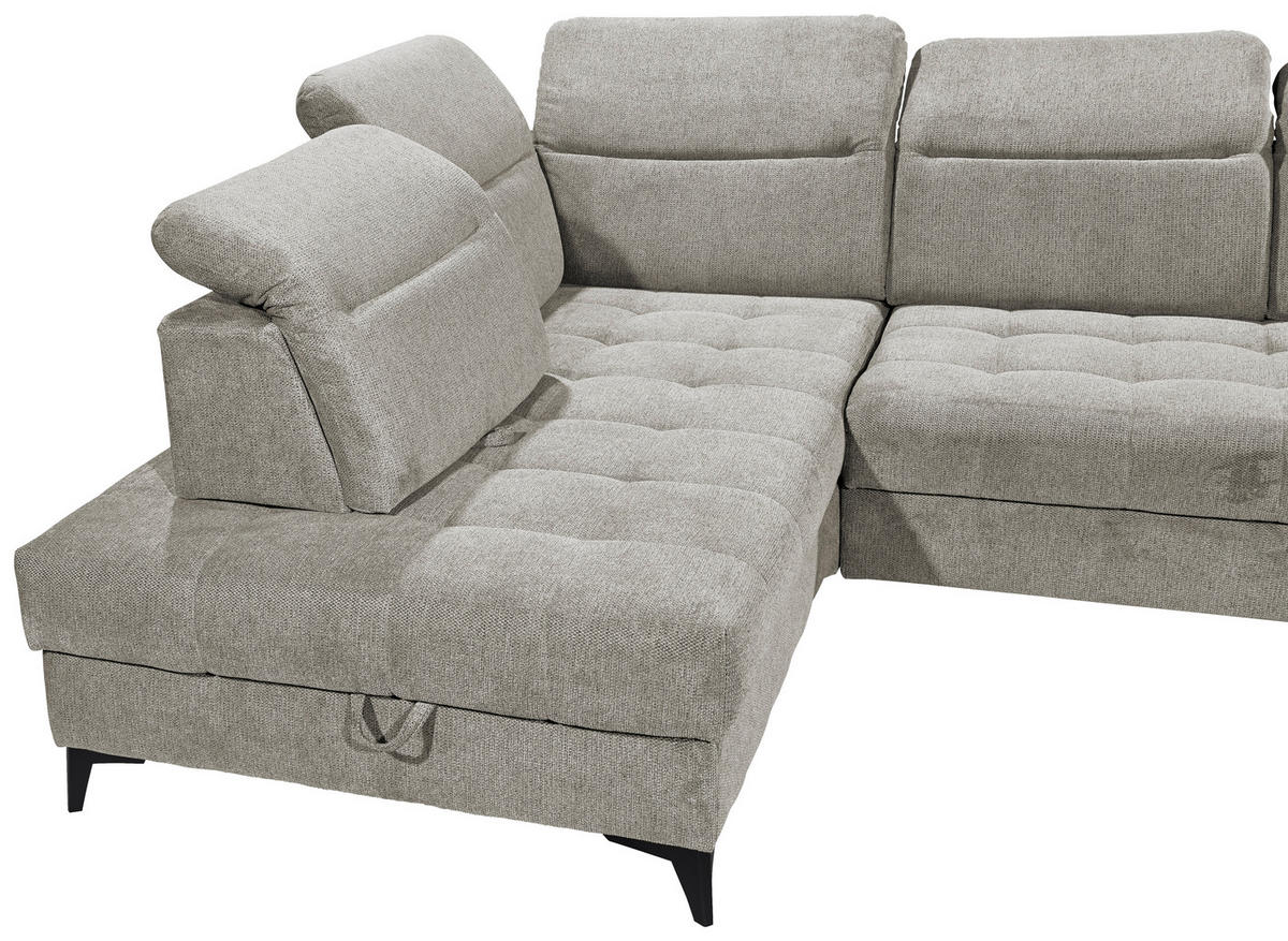 ECKSOFA in Webstoff Taupe  - Taupe/Schwarz, Konventionell, Kunststoff/Textil (200/282cm) - MID.YOU