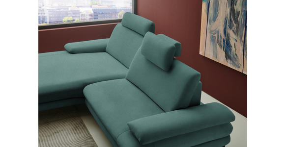 ECKSOFA  in Chenille, Flachgewebe Opal  180/284 cm  - Opal/Schwarz, Design, Textil/Metall (180/284cm) - Dieter Knoll