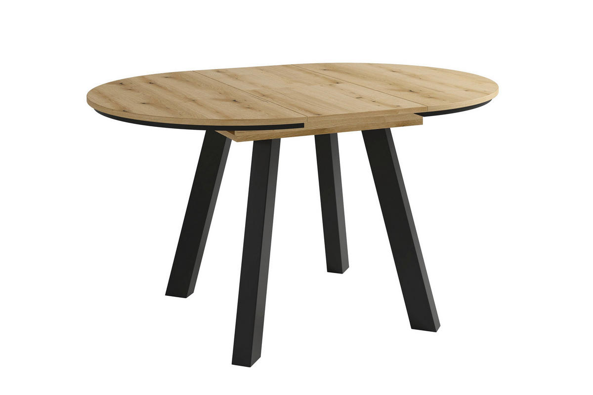 ESSTISCH 100/100/75,8 cm Nachbildung  Holzwerkstoff ausziehbar rund Eichefarben  - Eichefarben/Schwarz, MODERN, Holzwerkstoff (100/100/75,8cm) - MID.YOU