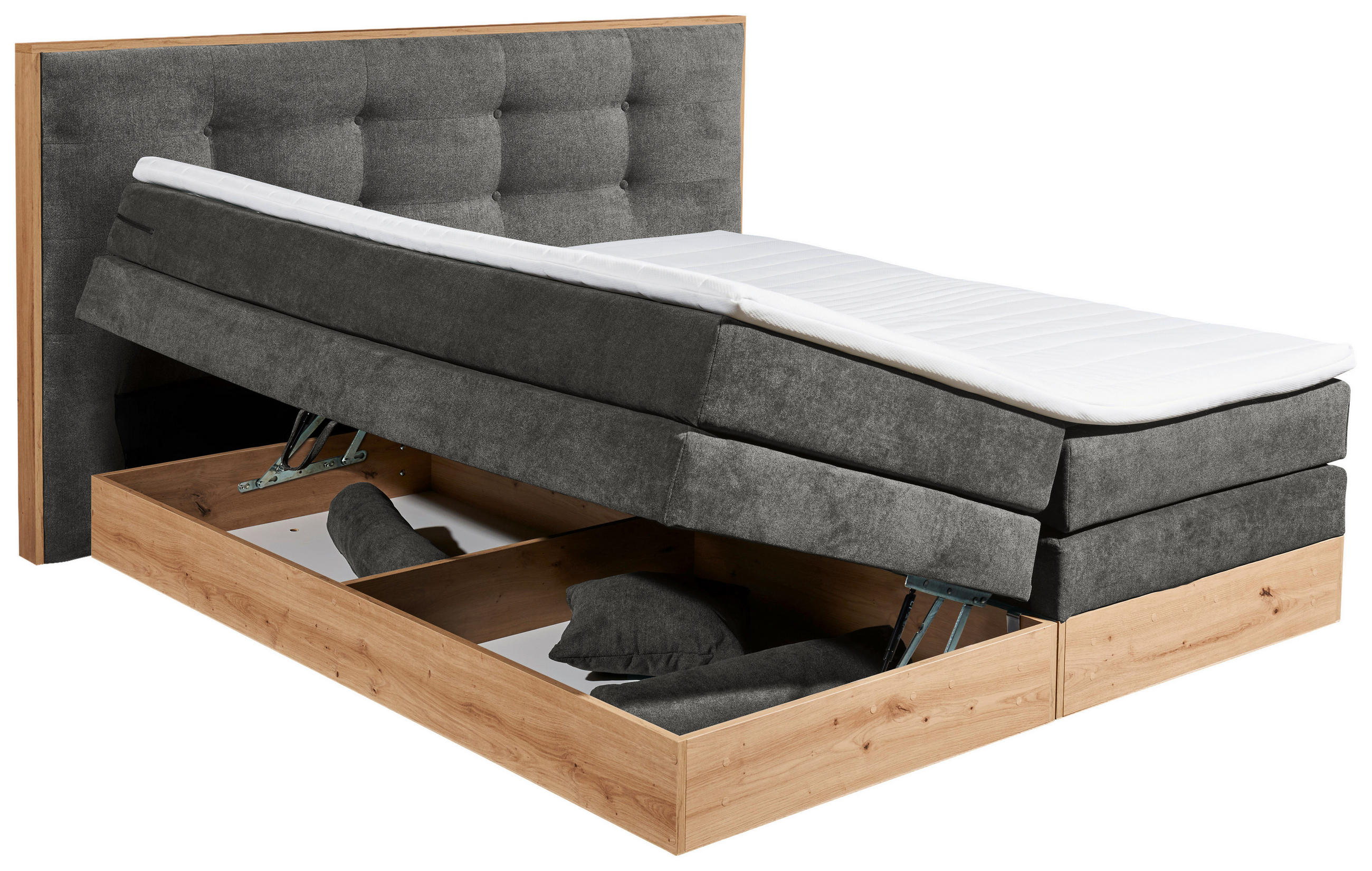 KONTINENTALSÄNG 180/200 cm  i antracit  - antracit, Modern, trä/träbaserade material (180/200cm) - Livetastic
