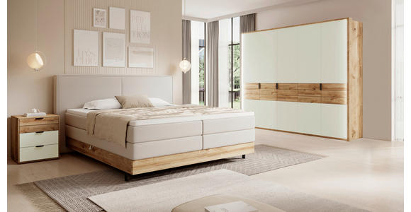 DREHTÜRENSCHRANK in Eichefarben, Kaschmir - Kaschmir/Eichefarben, Natur, Glas/Holz (251,8/214/62cm) - Valnatura