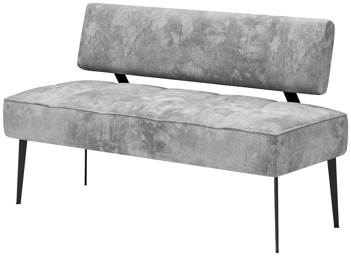 SITZBANK 162/90/65 cm Webstoff Grau, Hellgrau Metall  - Hellgrau/Schwarz, MODERN, Textil/Metall (162/90/65cm) - Welnova