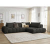 ECKSOFA Ottomane rechts  EVEREST Schwarz Struktur  - Schwarz, MODERN, Kunststoff/Textil (352/210cm) - Livetastic