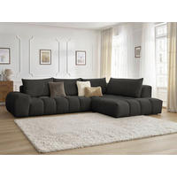 ECKSOFA Ottomane rechts  EVEREST Schwarz Struktur  - Schwarz, MODERN, Kunststoff/Textil (352/210cm)