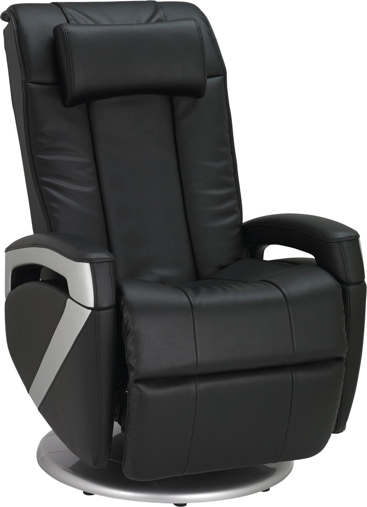 MASSAGESESSEL in Lederlook Schwarz  - Chromfarben/Schwarz, Design, Leder/Textil (75/110/113cm) - Cantus