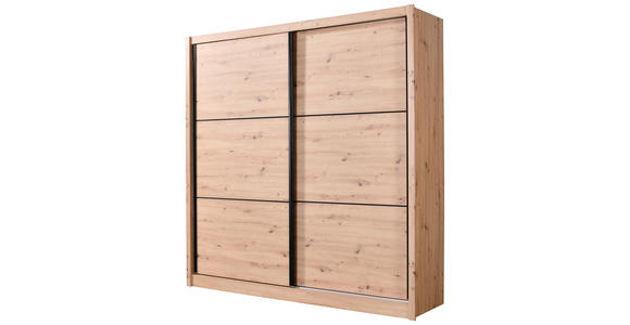 SCHIEBETÜRENSCHRANK 213/215,5/60 cm 2-türig Eiche Artisan  - Schwarz/Eiche Artisan, Basics, Holzwerkstoff/Metall (213/215,5/60cm) - Xora