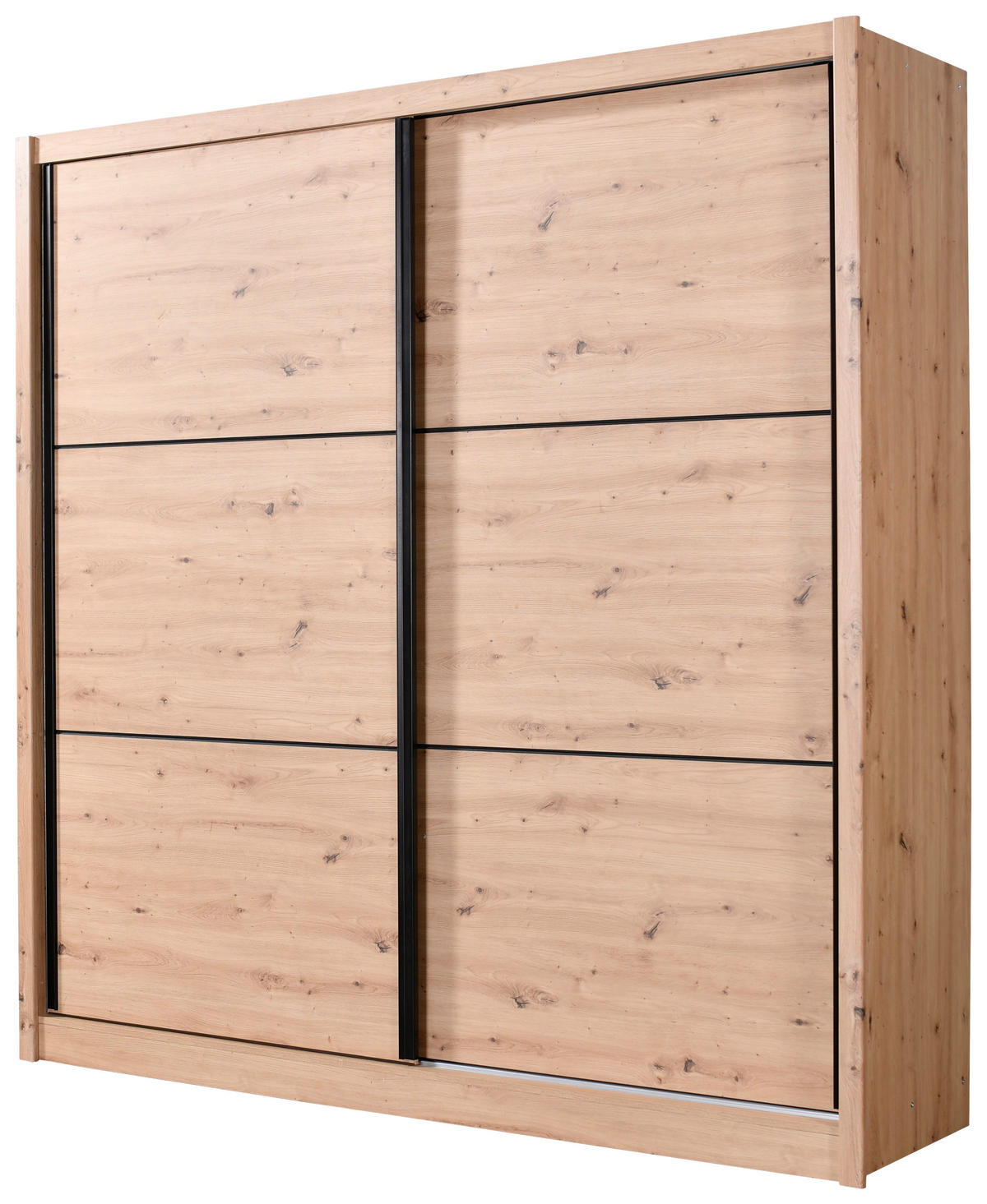 SCHIEBETÜRENSCHRANK 213/215,5/60 cm 2-türig Eiche Artisan  - Schwarz/Eiche Artisan, Basics, Holzwerkstoff/Metall (213/215,5/60cm) - Xora
