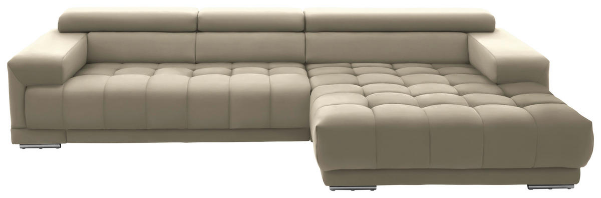 ECKSOFA Mikrofaser Naturfarben  - Silberfarben/Naturfarben, Design, Textil/Metall (335/190cm) - Beldomo Speed