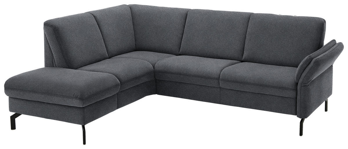 ECKSOFA in Flachgewebe Anthrazit  190/241 cm  - Anthrazit/Schwarz, KONVENTIONELL, Textil/Metall (190/241cm) - Beldomo Comfort