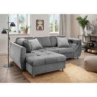 ECKSCHLAFSOFA in Mikrofaser Anthrazit  - Chromfarben/Anthrazit, MODERN, Textil/Metall (190/250cm) - Livetastic