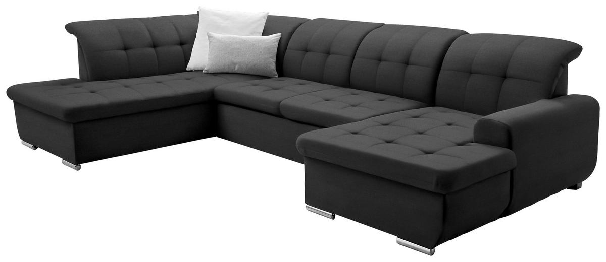 WOHNLANDSCHAFT in Flachgewebe Graubraun  - Graubraun/Silberfarben, Design, Textil/Metall (208/342/145cm) - Cantus