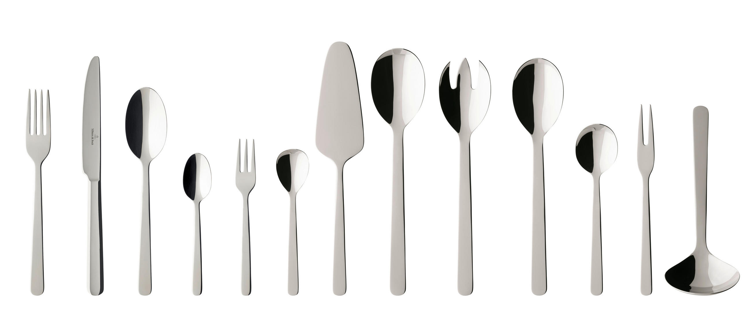 BESTECKSET 68-teilig Edelstahl  für 12 Personen  - Grau Hochglanz, Basics, Metall (44/29cm) - Villeroy & Boch