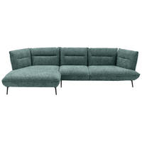 ECKSOFA in Flachgewebe Blau, Grün  - Blau/Schwarz, Design, Textil/Metall (153/339cm) - Moderano