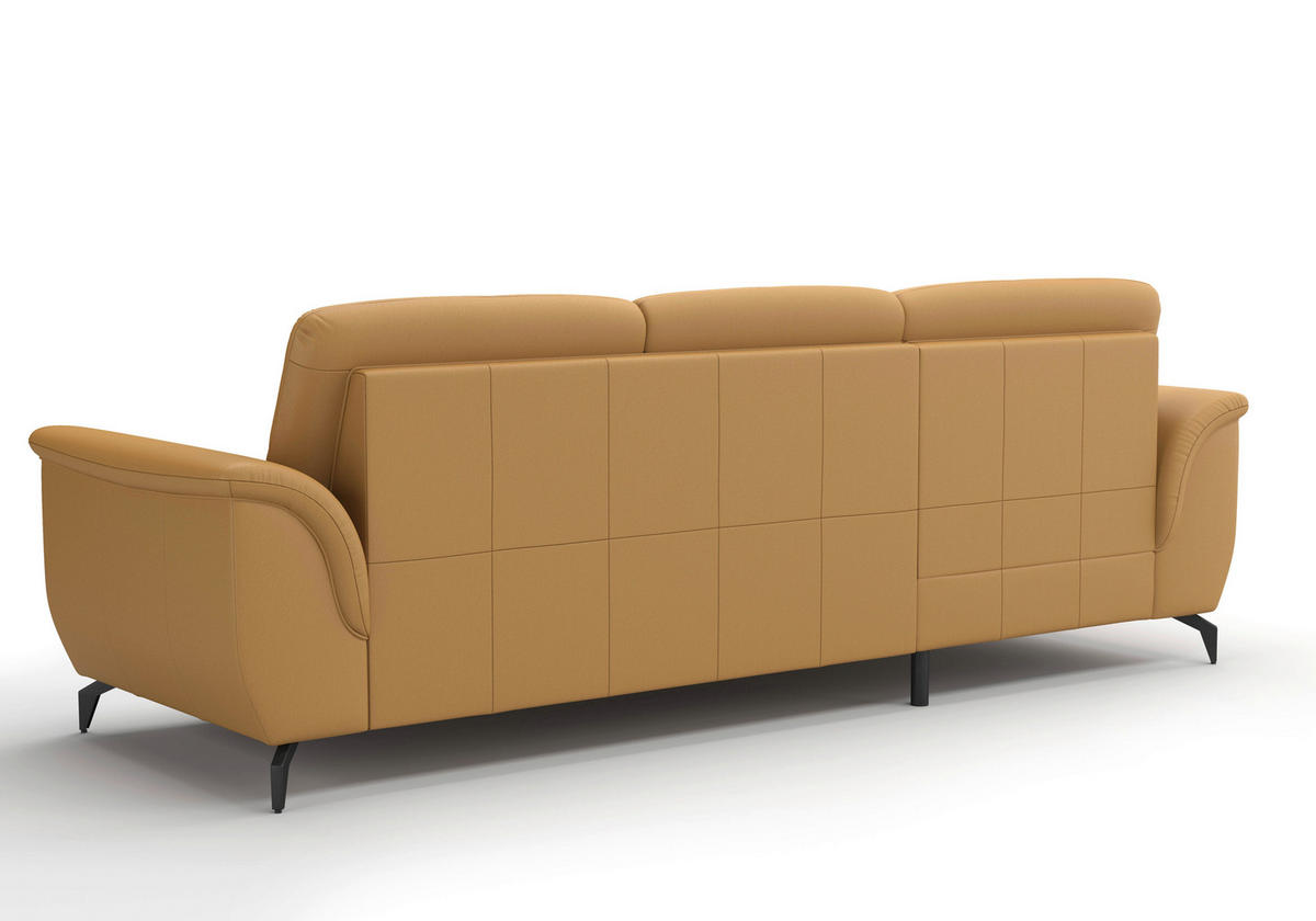 ECKSOFA in Echtleder Currygelb  164/262 cm  - Currygelb/Schwarz, MODERN, Leder/Metall (164/262cm) - Sit & More