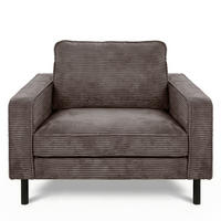 SESSEL in Cord Taupe  - Taupe/Schwarz, Design, Textil/Metall (88/85/92cm) - Livetastic