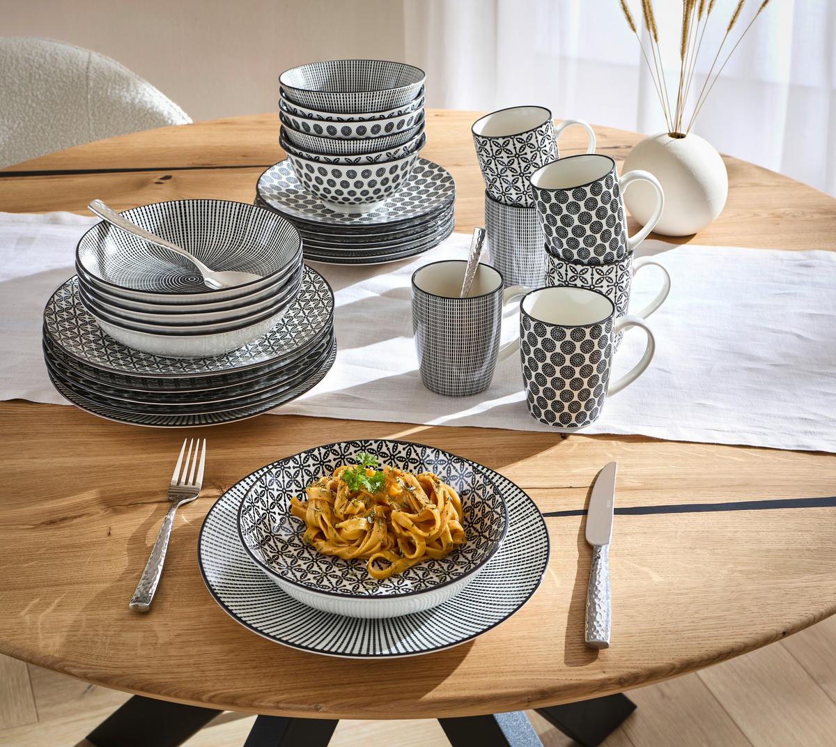 KOMBINOVANÝ SERVIS, 30-dielne, porcelán - čierna/biela, Lifestyle, keramika - Ritzenhoff Breker
