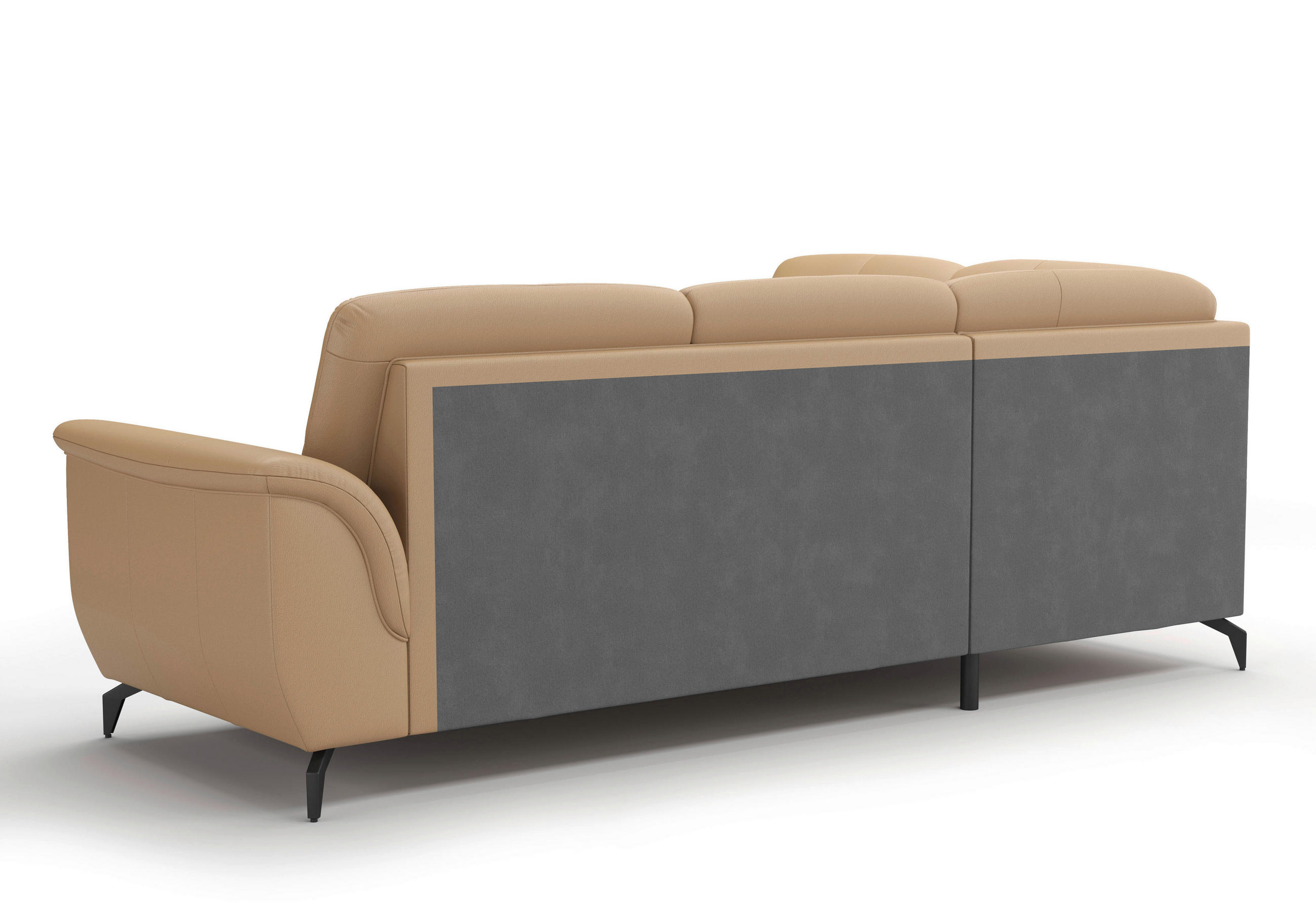 ECKSOFA ZORA E Cappuccino Kombination Echtleder/Stoff Vliesstoff  - Schwarz/Cappuccino, MODERN, Leder/Textil (212/244cm) - Sit & More