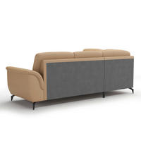 ECKSOFA ZORA E Cappuccino Kombination Echtleder/Stoff Vliesstoff  - Schwarz/Cappuccino, MODERN, Leder/Textil (212/244cm) - Sit & More