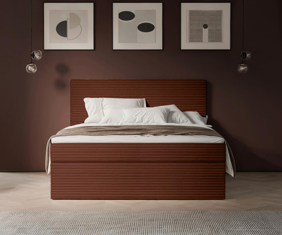 BOXBETT 180/200 cm  in Rostfarben  - Rostfarben/Schwarz, Basics, Holz/Kunststoff (180/200cm) - Livetastic