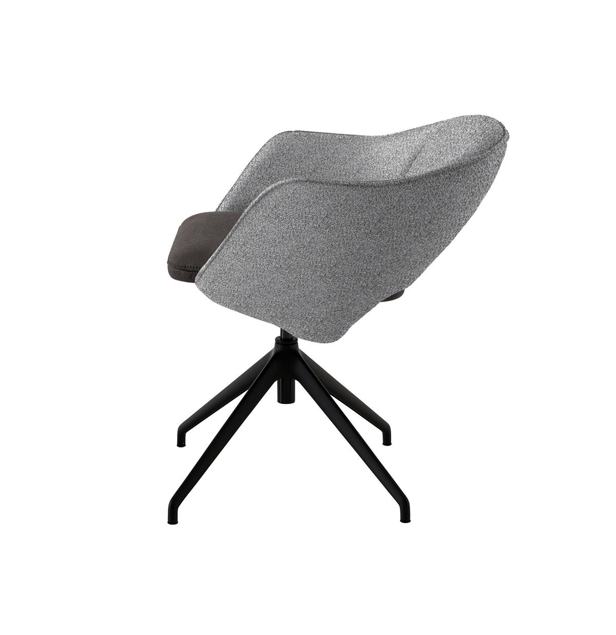 ARMLEHNSTUHL  Stoffauswahl, Wippfunktion, Sitzfläche 360° drehbar, gepolsterte Armlehnen Flachgewebe  - Graubraun/Schwarz, Design, Textil/Metall (63/74-90/57-73cm) - Koinor