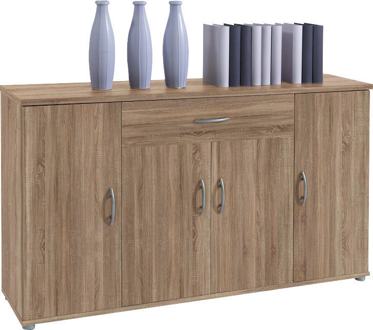 KOMMODE  in 118/70/30 cm  - Eichefarben/Silberfarben, KONVENTIONELL, Holzwerkstoff/Kunststoff (118/70/30cm) - Livetastic