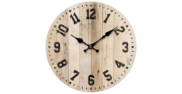 WANDUHR 33,8 cm   - Schwarz/Naturfarben, Basics, Holz/Papier (33,8cm) - Ambia Home