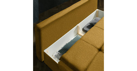 SCHLAFSOFA in Webstoff Currygelb - Currygelb/Schwarz, MODERN, Textil/Metall (208/73/92/102cm) - Novel