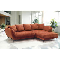 ECKSOFA in Struktur Rostfarben  - Rostfarben/Schwarz, Design, Textil/Metall (282/187cm) - Livetastic
