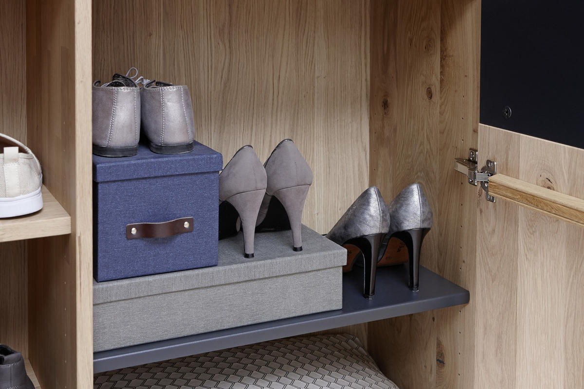 GARDEROBENSCHRANK  in 88,5/196/39 cm  - Eichefarben/Anthrazit, Natur, Glas/Holz (88,5/196/39cm) - Valnatura