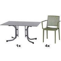 GARTENGARNITUR 5-teilig Stahl 5-teilig  - Anthrazit/Grün, Basics, Kunststoff/Metall (90/80/140cm) - Siena Garden