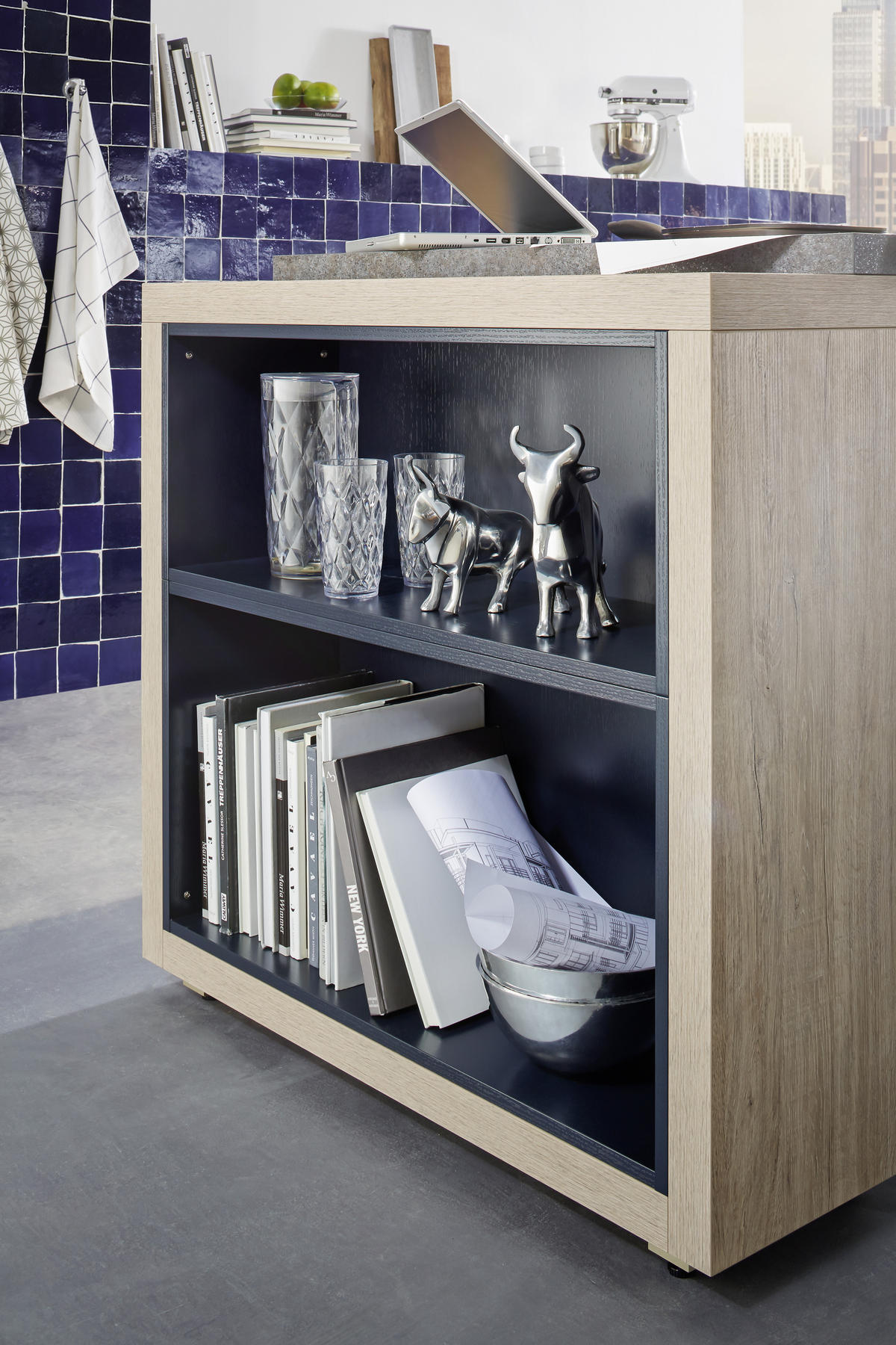 EINBAUKÜCHE  - Eichefarben, Design, Holzwerkstoff - Moderano