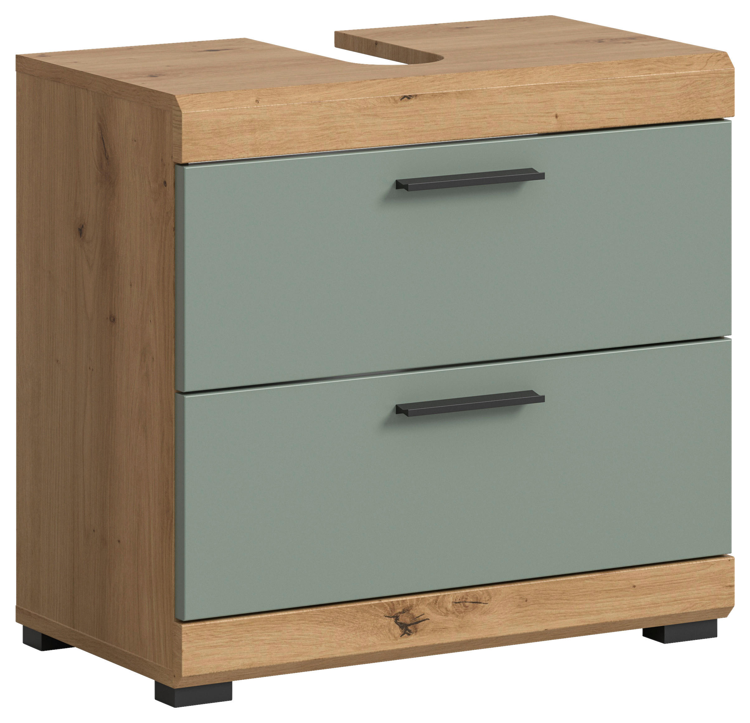 WASCHBECKENUNTERSCHRANK 60/56/37 cm  - Salbeigrün/Schwarz, MODERN, Holzwerkstoff/Kunststoff (60/56/37cm) - MID.YOU