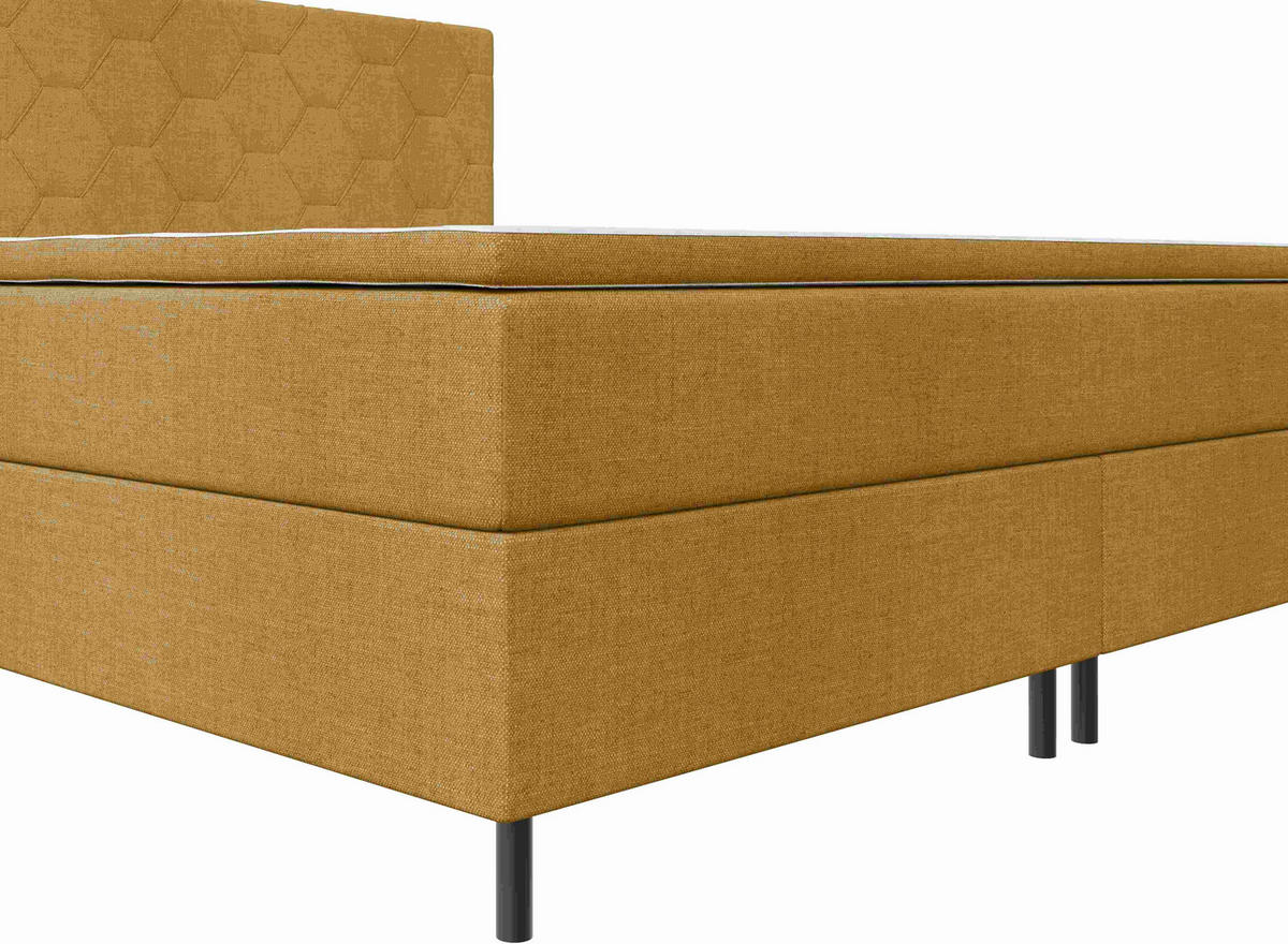 BOXSPRINGBETT 160/200 cm  in Currygelb  - Currygelb/Schwarz, KONVENTIONELL, Textil/Metall (160/200cm) - Chameo